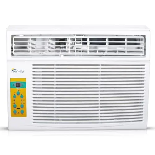 Senville Aire acondicionado de ventana de 6,000 BTU, enfría hasta 250 pies cuadrados, fácil de usar, filtro lavable