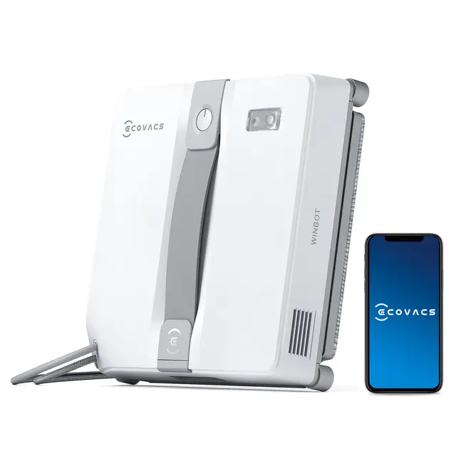 ECOVACS Robot limpiacristales WINBOT Mini diseño Compacto, boquillas Dobles con pulverizador ultrasónico, Sistema de protección de 9 etapas, planificación Inteligente de rutas, 3 Modos de Limpieza