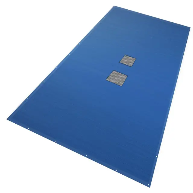 VOUNOT® Lona para Piscina Rectangular 10 x 5 m, Cubierta Protectora PE de 160 g/m² con Red Central de Drenaje, Funda de Piscinas Anti-UV con Ojales Cada 100 cm, Azul-Gris