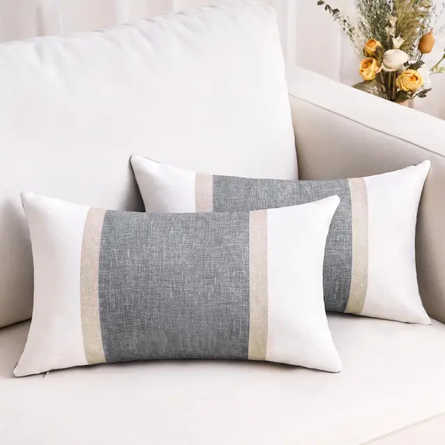 decormommt funda cojín 30x50 gris rayas