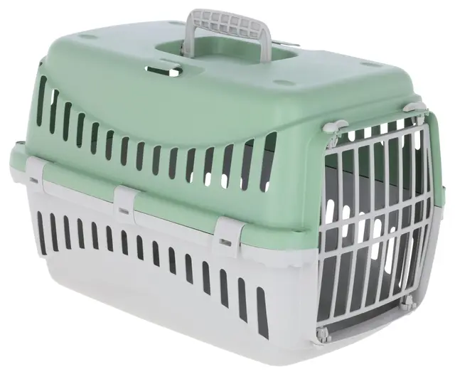 Kerbl Pet Caja de Transporte Expedion, Menta/Gris Claro, 45x30x30 cm, transportín para Perros, transportín para Gatos, plástico, Perros pequeños