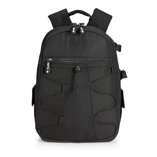 Amazon Basics Mochila para Cámara de Gran Capacidad con Acolchado Interno para DSLR y Accesorios, Impermeable y Resistente a los Golpes, 30 x 15 x 37 cm, Negro, Sólido