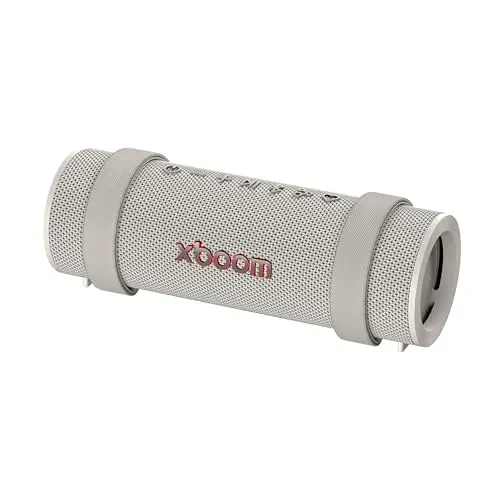 LG xboom Grab, Altavoz Inalámbrico, Bluetooth, 30W, Sonido Sound Boost, Resistente al Agua IP67, Autonomía 20h, Color de Luces LED Variable, Amplia Conectividad[Gris]