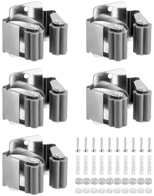 qwork soporte escobas 5 piezas acero