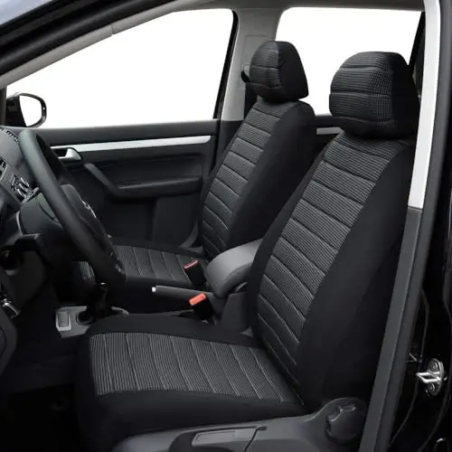 TOYOUN Fundas Asientos Coche Universal Delantero Funda de Asiento para Coche Airbag Compatibles Juego de Protector Asiento Delantero Coche de 2 plazas Fundas para Asiento de Accesorios Automóvil, Gris