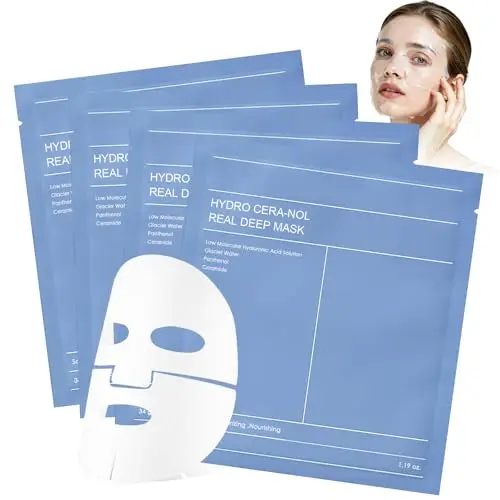 Bio Collagen Real Deep Mask, 4 Piezas Mascarilla Colageno Facial Coreana,Mascarillas Nocturna Hidratante,Minimiza Poros y Mejora la Elasticidad,Mascarilla Facial de Hidratación Profunda con Colágeno