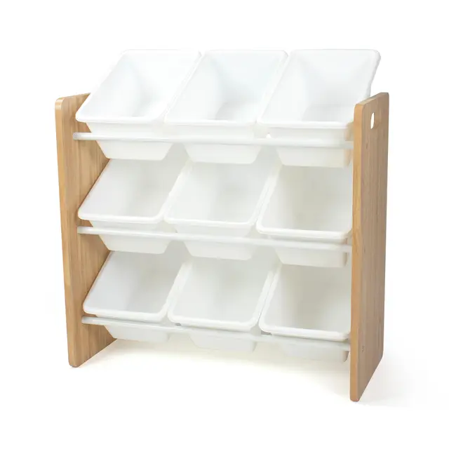 Humble Crew estantería Infantil Natural/Blanco: 9 Cajas Almacenamiento, Organiza Juguetes, diseño Elegante, Segura, Montaje rápido, Ideal para niños