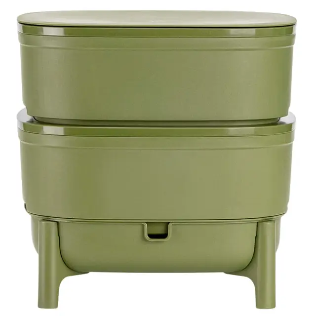 Vermicompost para La Cocina y El Balcón - Wormbox Que Se Asemeja a La Turba - Cubo de Diseño Hecho de Plástico 100% Reciclado - Volumen 30 litros, Verde