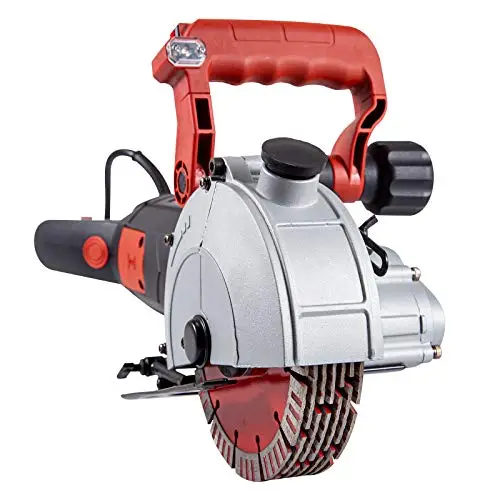 Mophorn Rozadoras Eléctrica 4800W, Ranuradora de Pared 6200 rpm/min, Cortadora de Ranuras de Pared con Orientación Láser con 8 Hojas de Sierra Diámetro 125 mm, Ranuradora Eléctrica, 41 x 42 mm, Rojo