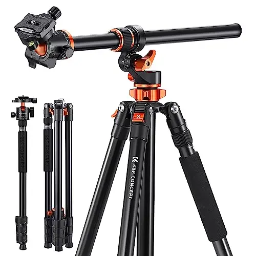 K&F CONCEPT Trípode Cámara 230CM Tripode Fotografía Profesional en Aluminio con Columna Central con Monopié,360° Rótula de Bola Placa de Liberación para Cámara Canon DSLR