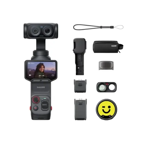 Insta360 Luna Ultra Paquete de Creador- Cámara Vlog 8K con Lentes Duales Leica, Zoom 12x, Sensor 1", Pantalla Táctil Extraíble 2", Triple Chip IA, Cámara Gimbal de Bolsillo para Fotografía Vlog