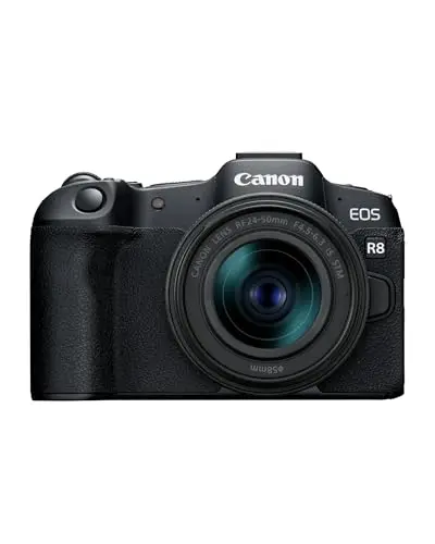 CANON EOS R8 Cámara Mirrorless + Objetivo RF 24-50 mm F4.5-6.3 IS STM, Cámara Evil Full Frame (24,2 MP) -6.5 EV, Vídeo 4K 60 fps, Dual Pixel CMOS AF II, Pantalla Táctil de Ángulo Variable, Negro