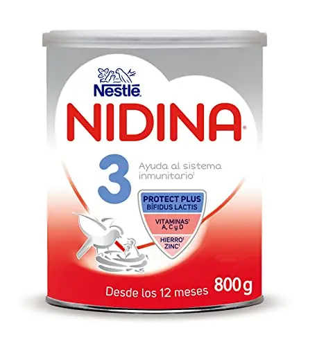 Nestlé NIDINA 3 Leche de crecimiento en polvo para bebés a partir de 12 meses, bote de 800g