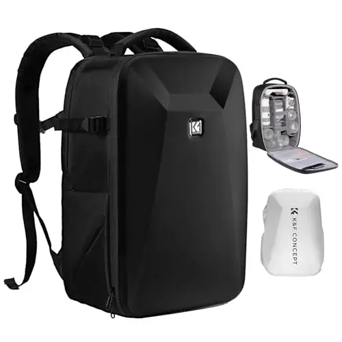 K&F Concept Mochila para cámara Bolsa impermeable a prueba de golpes con compartimento para portátil de 16" Funda rígida para cámara DSLR/SLR/Mirrorless