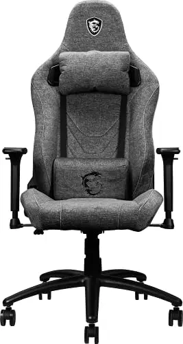 MSI mag CH130 I REPELTEK Fabric Silla Gaming - Tela Gris REPELTEK, Soporte Estilo Carreras, Reclinación e Inclinación 165°, Cojín Lumbar y Reposacabezas Ajustables, Reposabrazos 2D - Máx 150kg/330lb