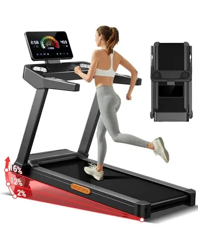 LONTEK Cinta de Correr Plegable con Inclinación 16%, 14 KM/H, 3.5HP Motor | Cinta de Andar con Frecuencia Cardíaca, 3.5HP Caminadora Electrica para Casa con Pantalla LED, 180kg