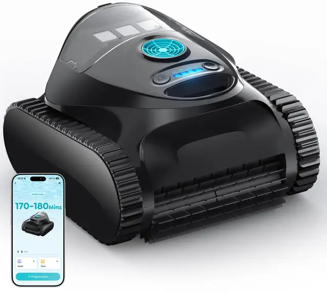 C1 Robot Piscina Limpiafondos y Paredes, Doble Filtro, Aspirador Piscina Bateria, 7 Modos Limpieza, 170-180 min Autonomía, Limpiador con App, Limpiafondos Piscina de hasta 150 m², Azul Abismo