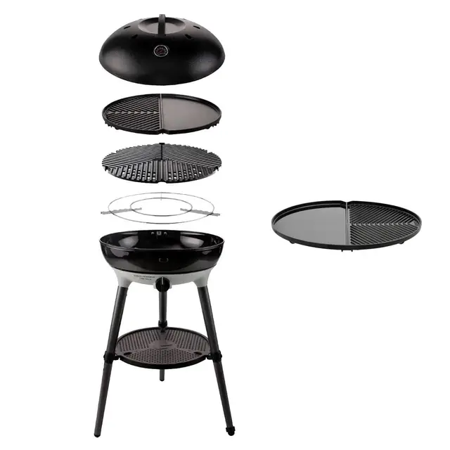 CADAC Carri Chef 50 BBQ/Dome Set + Grill 2 Braai 50-30mbar - Barbacoa de Gas ø46cm con Revestimiento GreenGrill, Termómetro y Parrilla de Doble Cara - Bolsas de Transporte Incluidas
