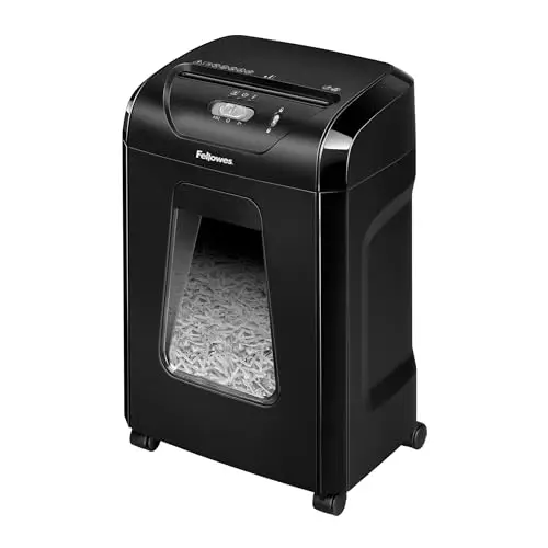 Fellowes Destructora de Papel FS-15C - Uso en Oficina en casa - Trituradora de Corte en partículas, destruye hasta 15 Hojas, Papelera extraíble 19L - Seguridad P4 - Negro