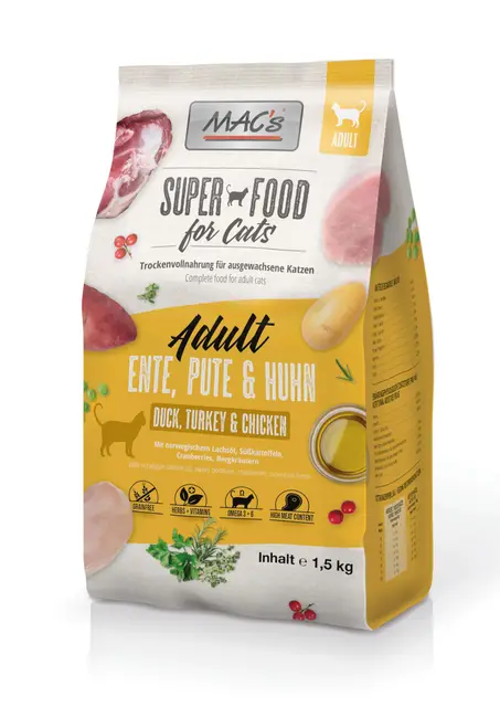 Mac's Cat Pienso Seco Gatos Pato Pavo y Pollo 1,5 kg