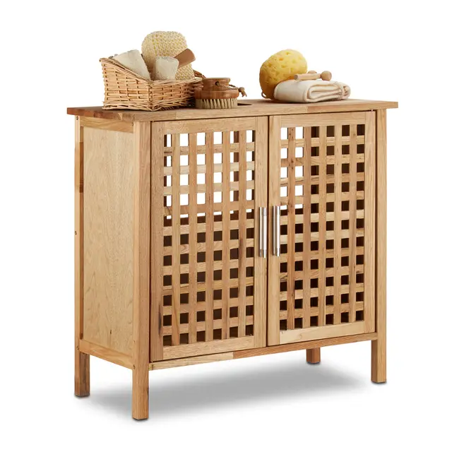 Relaxdays Mueble Bajo Lavabo, Madera Nogal, 61x66x29 cm, Armario, Mueble Baño, Resistente a Intemperie, Marrón Natural