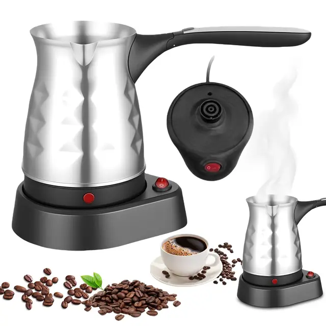 Cafetera eléctrica turca: 500 ml 600 W acero inoxidable cafetera turca con mango plegable, cafetera moka cafetera turca cafetera espresso para viajes, hogar, oficina