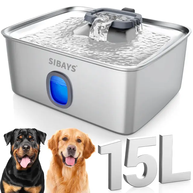 Sibays FS76 Fuente de Agua para Mascotas 15 L Acero Inoxidable