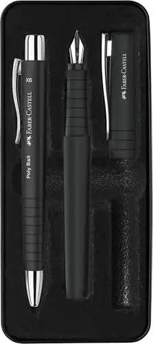 Faber-Castell 241050 - Set Poly Estilografica Trazo B + Boli XB - Negro