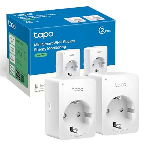Tapo P110 (2 paquetes) – Mini enchufe inteligente Wi-Fi (con monitoreo de energía), programación encendido/apagado, ahorro de energía, compatible con Alexa y Google Home