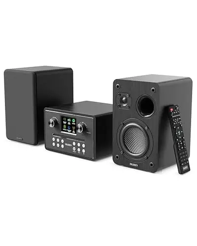 MAJORITY Homerton HiFi Equipo de Música | Reproductor de CD, Radio Internet WiFi, Dab/Dab+ Radio Digital y FM | Minicadena con Bluetooth 5.3, Reproducción USB, Spotify Connect y Control por App OKTIV