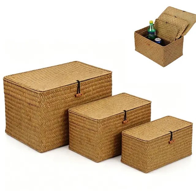 dbaattz pack 3 cestas mimbre con tapa