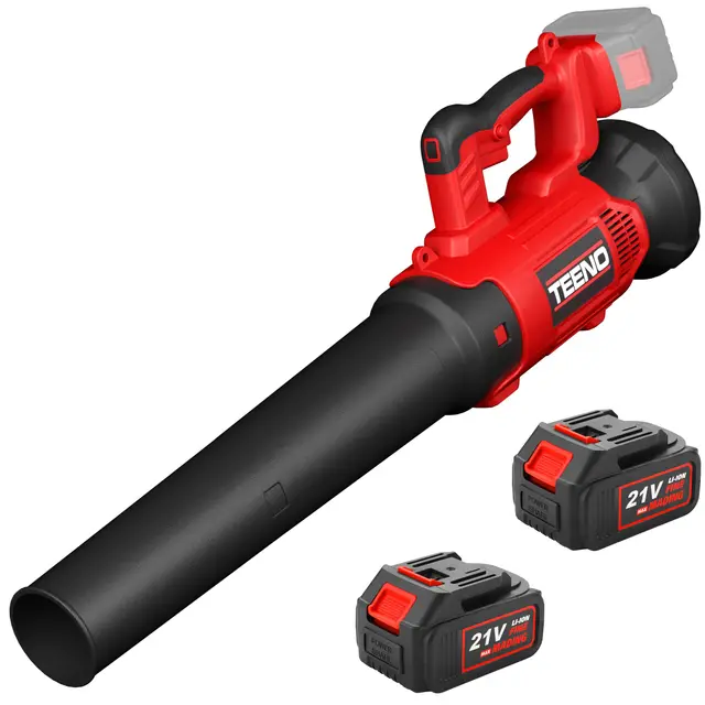 TEENO Soplador de Hojas, Soplador con Baterías Recargables de 4,0 Ah y Cargador, Flujo de Aire de 780 m³/h, 210 km/h, 6 Velocidades Soplador Hojas Eléctrico para el Cuidado del césped, Patio