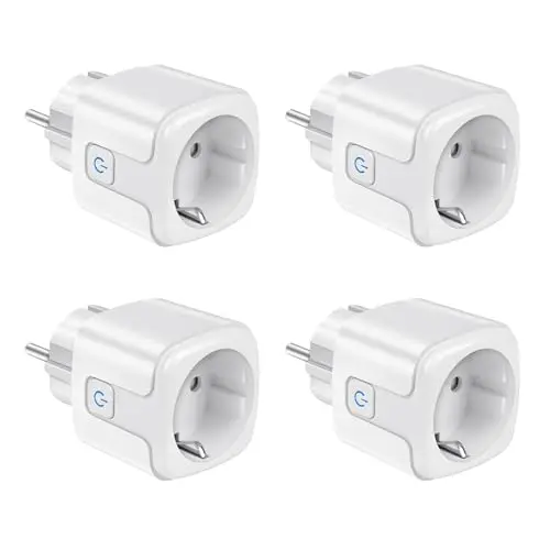 Enchufe Inteligente Alexa 4 Pack, 2,4 GHz Enchufe Wi-Fi 16A con Medidor Consumo, Smart Plug con Control por Voz, Control Remoto, Temporizador, Compatible con Alexa, Google Home, Smart Life