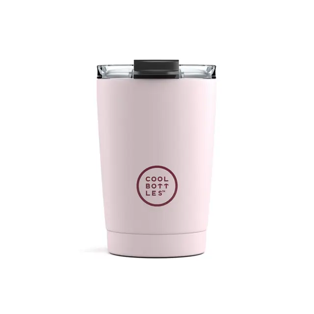 Cool Bottles - Vaso Térmico de Acero Inoxidable 330 ml - Pastel Pink - Tapa Hermética - Vaso para Café - Bebidas Frías 10 horas y Calientes 5 horas - Libre de BPA