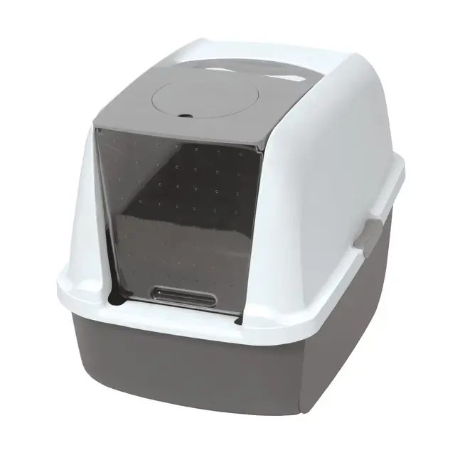 Catit Caja sanitaria 386841/92, con funda, blanca/gris, 54,5 x 41,5 x 46 cm (el producto puede variar)