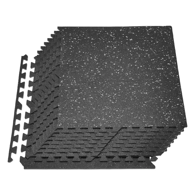 VEVOR Esterilla Puzzle 12 Piezas de 610 x 610 x 10 mm, Suelo Gimnasio de Goma EVA, Colchoneta de Ejercicios Alta Densidad con Puntos Grises Antiruido Antigolpe Antideslizante para Equipo Pesado, Casa