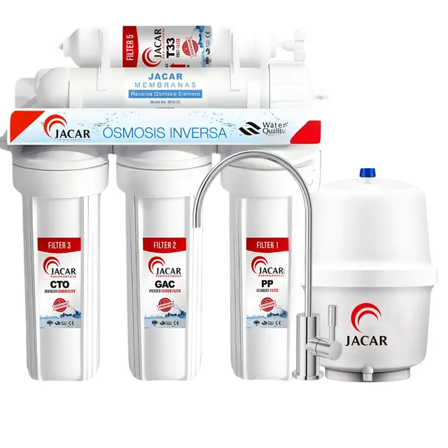 Equipo de Osmosis Inversa 5 Etapas Domestico con Membrana de 50 Gpd Incluye Filtros Osmosis Inversa 5 Etapas de Coconut Ecologico, Deposito Osmosis 5 Litros, Grifo de Osmosis Inversa y Bastidor ABS