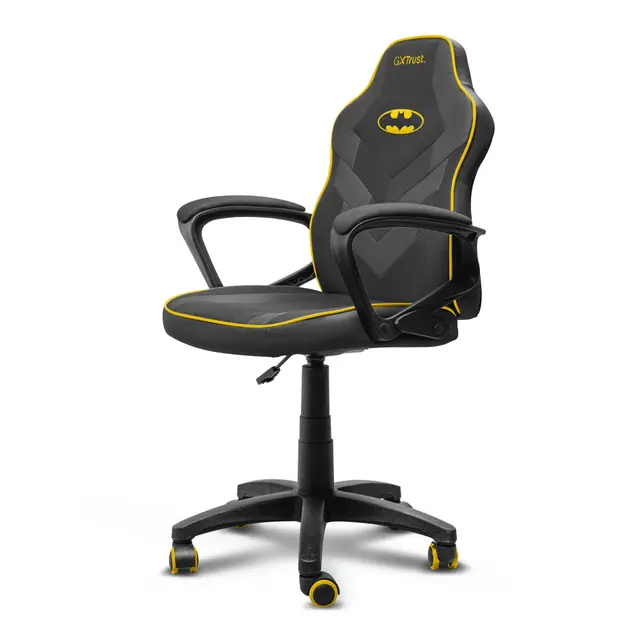 GXTrust 703BM Revvo Silla Gaming con Licencia Batman para Niños 4-12 Años, Silla Ajustable en Altura con Tapicería de Tela, Reposabrazos Acolchado, Gamer Escritorio Juegos PC, Negro
