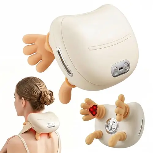 Masajeador Cervical, Recargable por USB Masajeador De Cuello Y Hombros, 3 Intensidades & 2 Niveles de Calor (40-45°C), Regalo para Hombre, Mujer, Uso inalámbrico