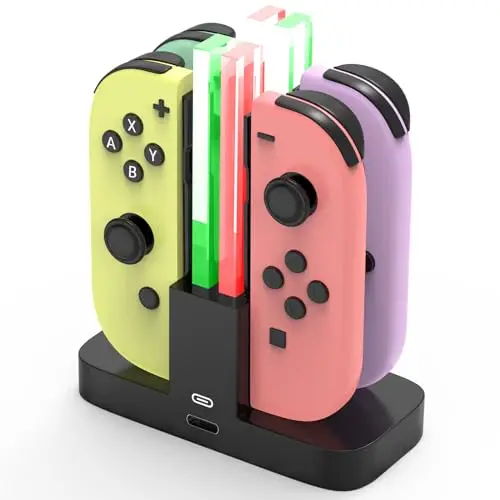 Base de Carga para Switch,[4 en 1] Diyife Cargador para Nintendo Switch Joy,Cargador del Controlador, Estación de Carga de Controlador con Puerto USB-C, Indicador LED