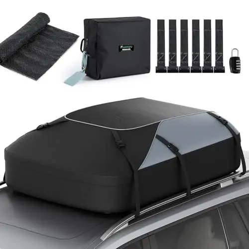 Huanyu Cofre de Techo Impermeable Tienda de Techo para Vehículos Tienda de Techo para Vehículos con o sin Portaequipajes Portacargas de Techo con Alfombrilla Antideslizante y 6 Ganchos de Puerta