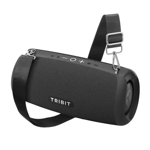 Tribit StormBox Lava Altavoz Bluetooth, Altavoz Inalámbrico Portátil de 80 W, 24 Horas de reproducción, IP67, Bluetooth 5.4, EQ Personalizado, XBass y TWS para Camping, Playa, Fiestas y Exteriores