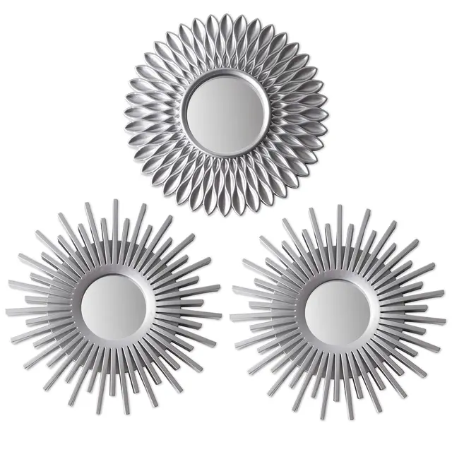 BONNYCO Espejos Pared Decorativos Plateados, Pack 3 Espejos Decorativos Ideales para Decoracion Casa, Habitacion y Salon. Adornos Pared Redondos, Regalos Originales para Mujer. Decoracion Hogar