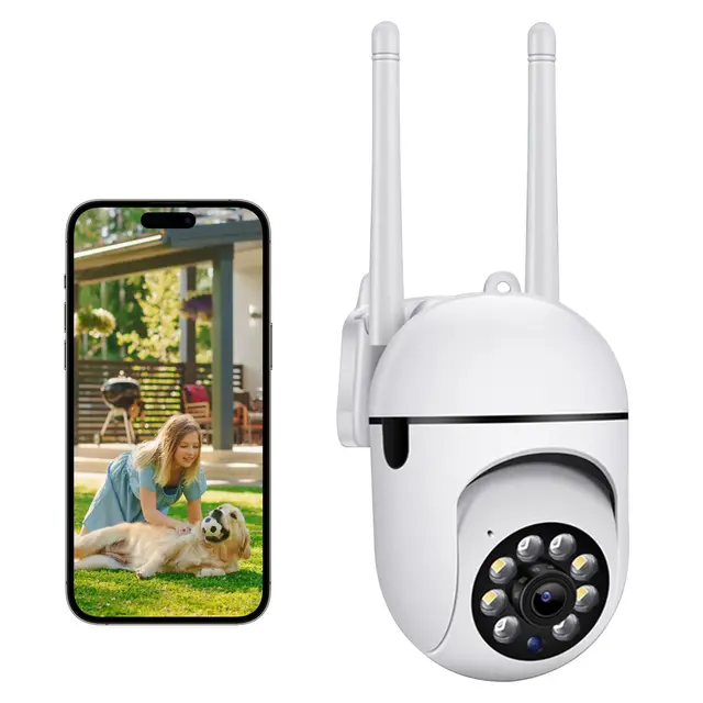 Cámara Vigilancia WiFi Exterior 360°, Cámara IP Vigilancia de Seguridad, AI Detección de Humana, Seguimiento Automático, Sirena, Visión Nocturna Color, Audio Bidireccional