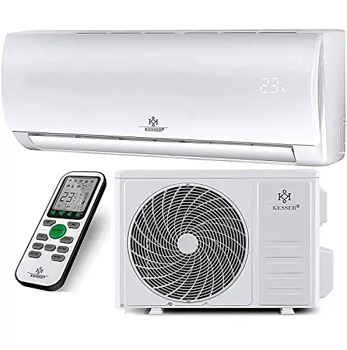 KESSER® Aire acondicionado SET Split con función wifi/App, refrigerante R32, pantalla LCD, mando a distancia y función de temporizador, Split 12000 BTU/h / 3400 Watt