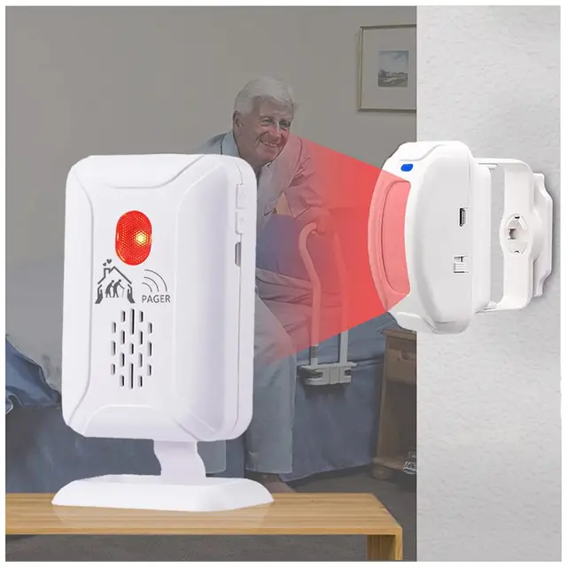 Alarma con sensor de cama y prevención de caídas para ancianos/demencia y más, alarma con sensor de movimiento para cuidadores con 5 niveles de volumen, alarma de cama inalámbrica para adultos mayores
