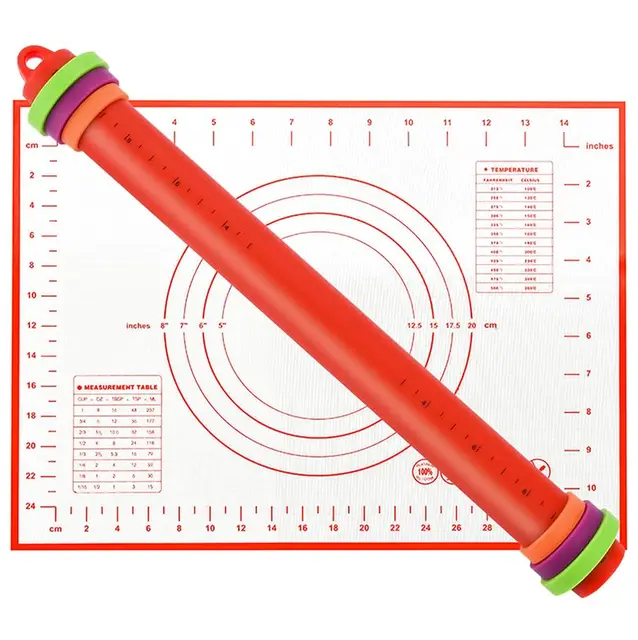 Rodillo de Amasar,Uslero de Silicona de Superficie Antiadherente para Hornear Corteza de Tarta, Galleta, Repostería, Fondant,Pizza （Gris）