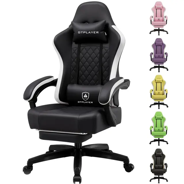 GTPLAYER Silla Gaming Tela Ergonómica Transpirable Silla Gamer Reclinable con Reposapiés, Cojín Lumbar y Reposacabeza Sillas Gaming Regulable en Altura para Juegos de Estudio y Trabajo Negro