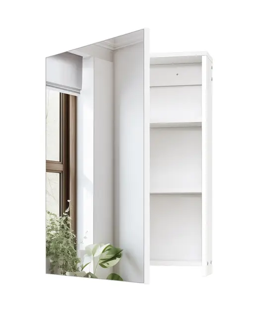 CHOEZON Armario con Espejo baño, Armario de Baño de 45x60 cm, Gabinete de Almacenaje para Colgar, Armario de Pared para Baño con Espejo y Estantes Interiores Ajustables, Color Blanco