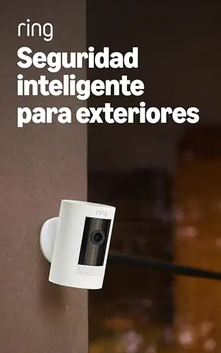 Ring Cámara exterior con batería (Stick Up Cam) | Cámara de vigilancia wifi para tu domicilio sin cables, con vídeo HD, comunicación bidireccional, instalación fácil | 30 días gratis de Ring Home
